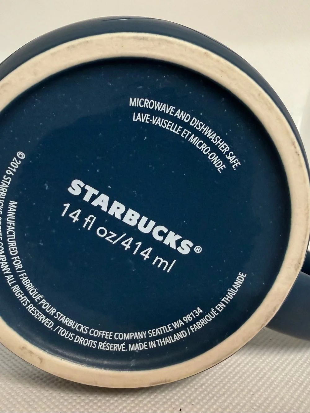 Starbucks 2016 Blue Wink Crown Siren Coffee Mug 14 oz Anniversary Etched Ceramic